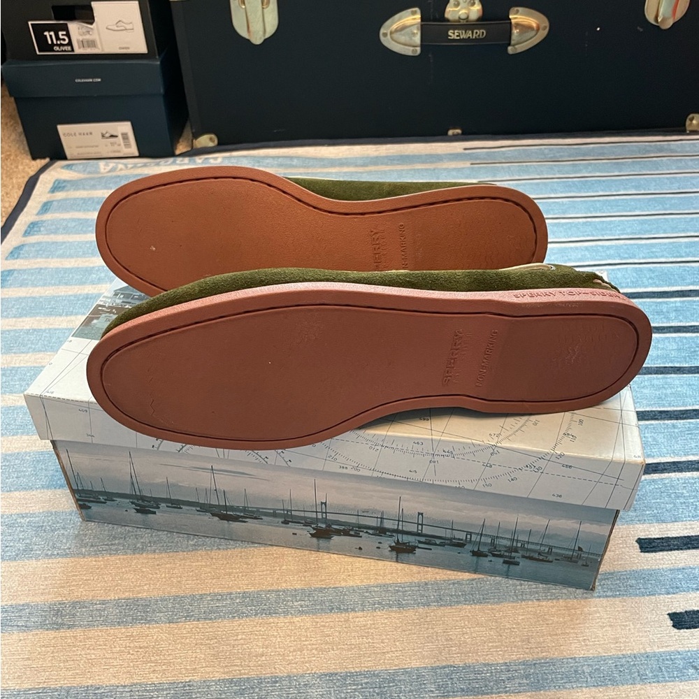 Sperry Men's Olive Suede Boat Shoes